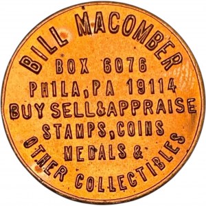 United States Philadelphia PA B. Macomber Medallion