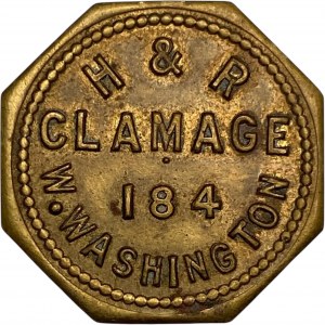 United States 184 Washington H & R Clamage 5 Cent Token
