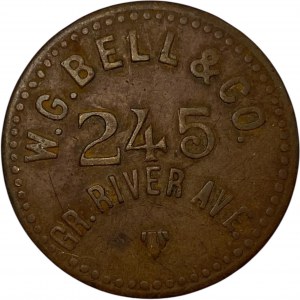United States Detroit MI 5 Cent W.G. Bell & Co Merchant Token