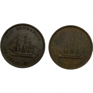 Canada New Brunswick 1854 Penny Token Lot (2 Pieces)