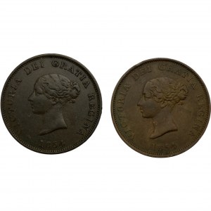 Canada New Brunswick 1854 Penny Token Lot (2 Pieces)