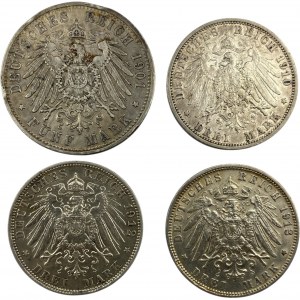 German States 1901-1913 Silver Coin Lot (4 Pieces)
