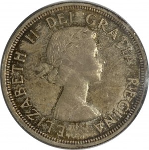 Canada 1953 Silver Dollar Shoulder Fold