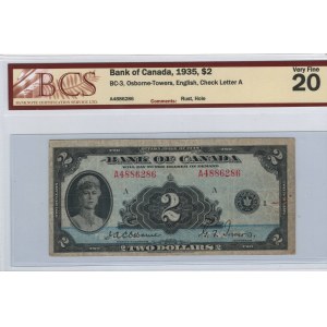 Bank of Canada 1935 $2 Banknote BC-3
