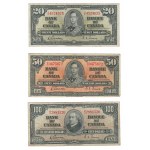 Bank of Canada 1937 $2 to $100 Banknote Lot $187 Face Value (6 Pieces)