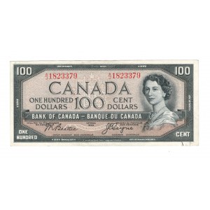 Bank of Canada 1954 $100 Devil's Face Banknote A/J BC-35c