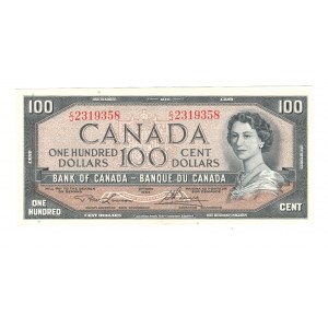 Bank of Canada 1954 $100 Banknote A/J BC-43c