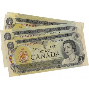 Bank of Canada 1973 $1 Banknotes Lot Some in Sequence (15 Pieces)