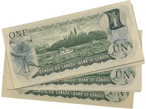 Bank of Canada 1973 $1 Banknotes Lot Some in Sequence (15 Pieces)