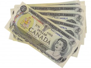 Bank of Canada 1973 $1 Banknotes Lot of 25 in Sequence BC-46b