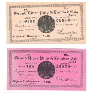 Canada Grand River Pulp & Lumber Co. 5 & 10 Cent Merchant Scrips