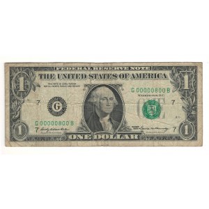 United States 1969 $1 Banknote Low Serial Number