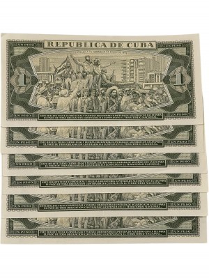 Cuba 1972 1 Peso Banknote Lot (6 Pieces)