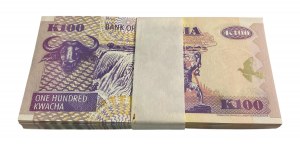 Zambia 2006 100 Kwacha Banknote Partial Bundle (94 Pieces)