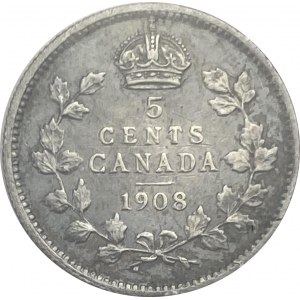 Canada 1908 5 Cent Small 8