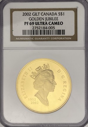 Canada 2002 Gold Plated Silver Dollar