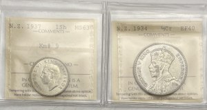 New Zealand 1937 Shilling & 1934 Half Crown (2 Pieces)
