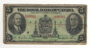 Canada The Royal Bank of Canada 1935 $5 Banknote 630-18-02a