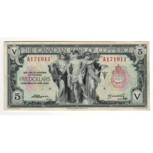 Canada The Canadian Bank of Commerce 1935 $5 Banknote 75-18-02