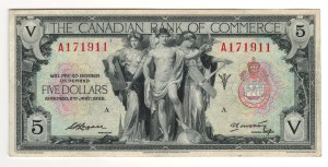 Canada The Canadian Bank of Commerce 1935 $5 Banknote 75-18-02