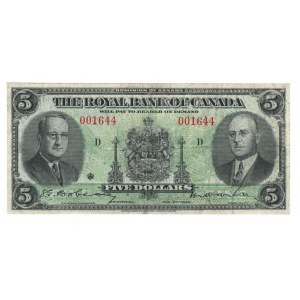 Canada The Royal Bank of Canada 1943 $5 Banknote 630-20-02