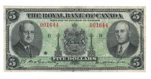 Canada The Royal Bank of Canada 1943 $5 Banknote 630-20-02