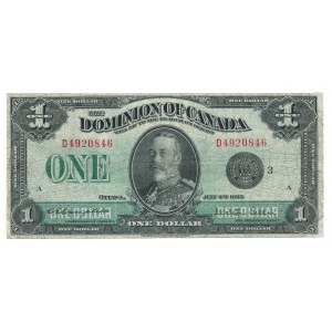 Dominion of Canada 1923 $1 Banknote Black Seal DC-25n
