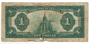 Dominion of Canada 1923 $1 Banknote Bronze Seal DC-25i