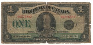 Dominion of Canada 1923 $1 Banknote Black Seal DC-25n