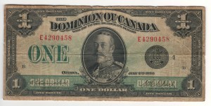 Dominion of Canada 1923 $1 Banknote Black Seal DC-25o