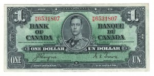 Bank of Canada 1937 $1 Banknote W/M BC-21d