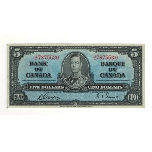 Bank of Canada 1937 $5 Banknote H/C BC-23b