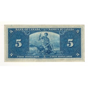 Bank of Canada 1937 $5 Banknote H/C BC-23b
