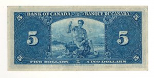 Bank of Canada 1937 $5 Banknote H/C BC-23b
