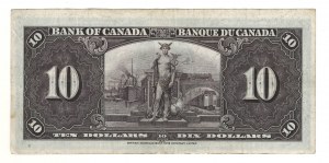 Bank of Canada 1937 $10 Banknote K/T BC-24c
