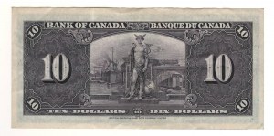 Bank of Canada 1937 $10 Banknote K/D BC-24b