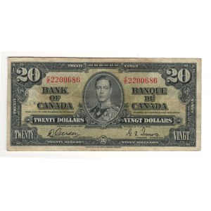 Bank of Canada 1937 $20 Banknote C/E BC-25b