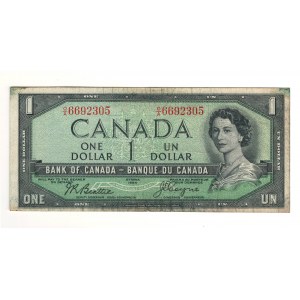 Bank of Canada 1954 $1 Devil's Face Banknote O/A BC-29b