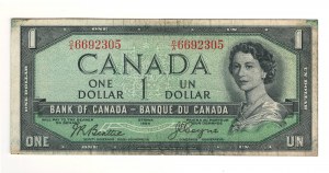 Bank of Canada 1954 $1 Devil's Face Banknote O/A BC-29b