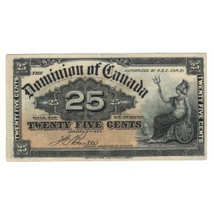 Dominion of Canada 1900 25 Cent Shinplaster Banknote DC-15b