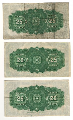 Dominion of Canada 1923 25 Cent Shinplaster Banknote Lot (3 Pieces)