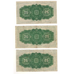 Dominion of Canada 1923 25 Cent Shinplaster Banknote Lot (3 Pieces)