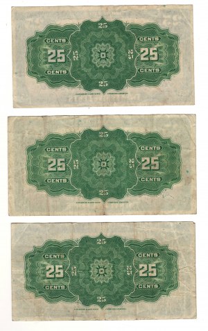 Dominion of Canada 1923 25 Cent Shinplaster Banknote Lot (3 Pieces)