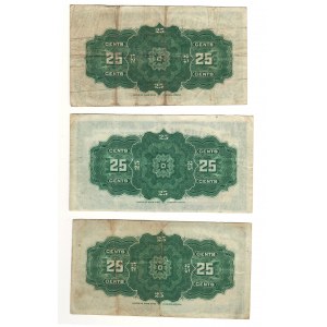Dominion of Canada 1900 25 Cent Shinplaster Banknote Lot DC-15b (3 Pieces)