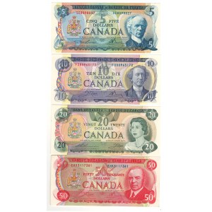 Bank of Canada Multicoloured $5 - $50 Bundle Collection Lot $85 Face Value (4 Pieces)