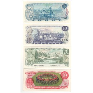 Bank of Canada Multicoloured $5 - $50 Bundle Collection Lot $85 Face Value (4 Pieces)