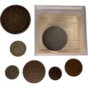 Belgium France Norway Sweden Coin Lot (7 pieces)
