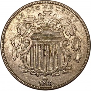 United States 1868 Shield Nickel 5 Cent FS-902 Variety