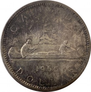 Canada 1965 Silver Dollar Small Beads Pointed 5