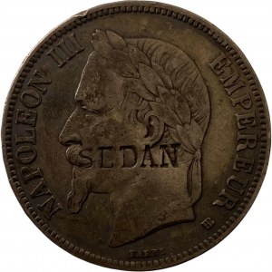 France 1869BB 5 Francs Sedan Satirical Countermark RARE